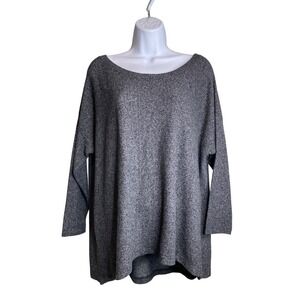 Nally & Millie Womens Gray Tunic Top Est Sz 2X Long Sleeve Boat Neck Slouchy